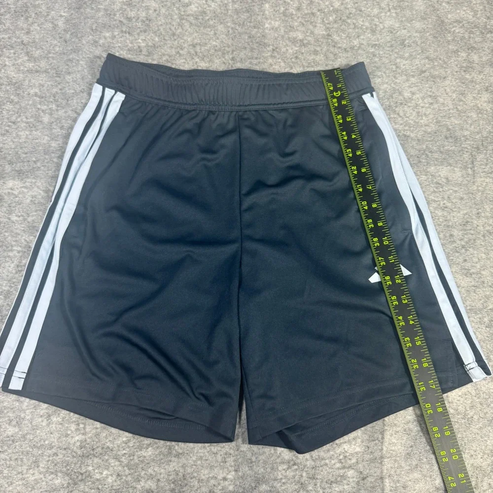 Adidas Mens Black 3-Stripe Athletic Soccer Shorts Size Medium 7 Inch Inseam